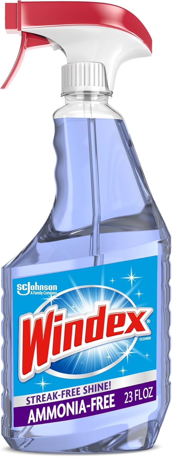 Windex Glass Cleaner Spray - Ammonia-Free Formula with Crystal Rain Scent | 23 Fl Oz Leak-Proof Bottle