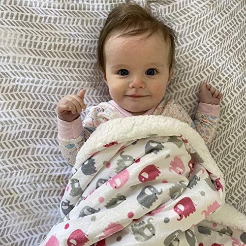 Pink Elephant Minky Baby Blanket for Girls - 30x40 Soft Nursery Decor