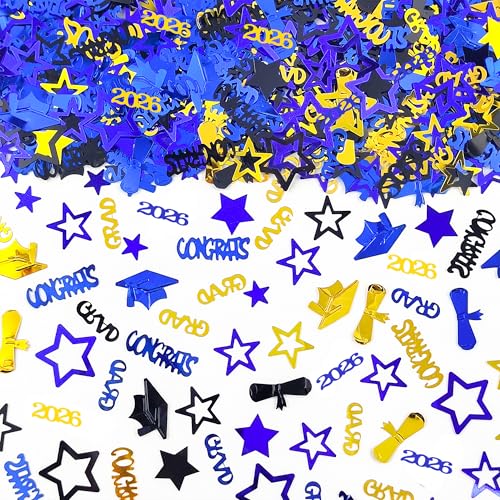 Graduation Confetti 2026 - 2000PCS Blue Gold Black Table Decor