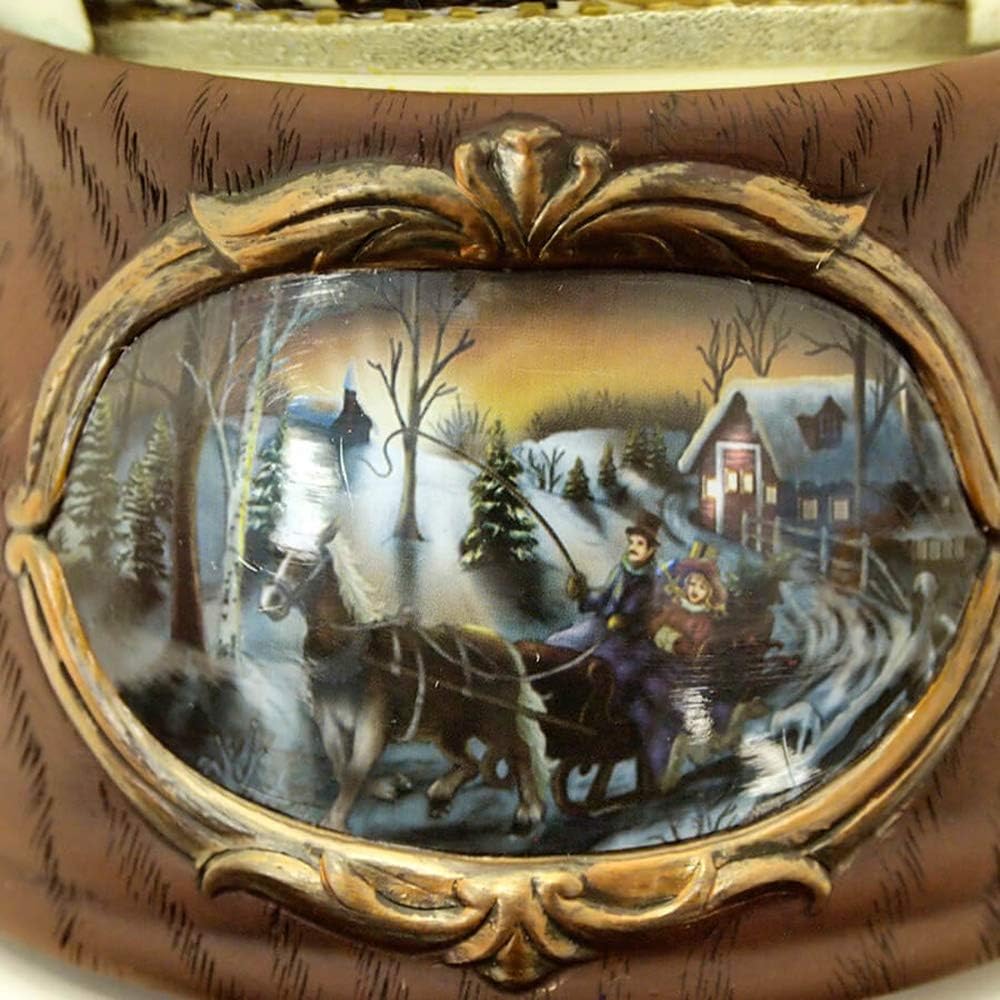 Regine Switzerland Musical Christmas Snow Globe - 6.25" Brown and White Santa with Train