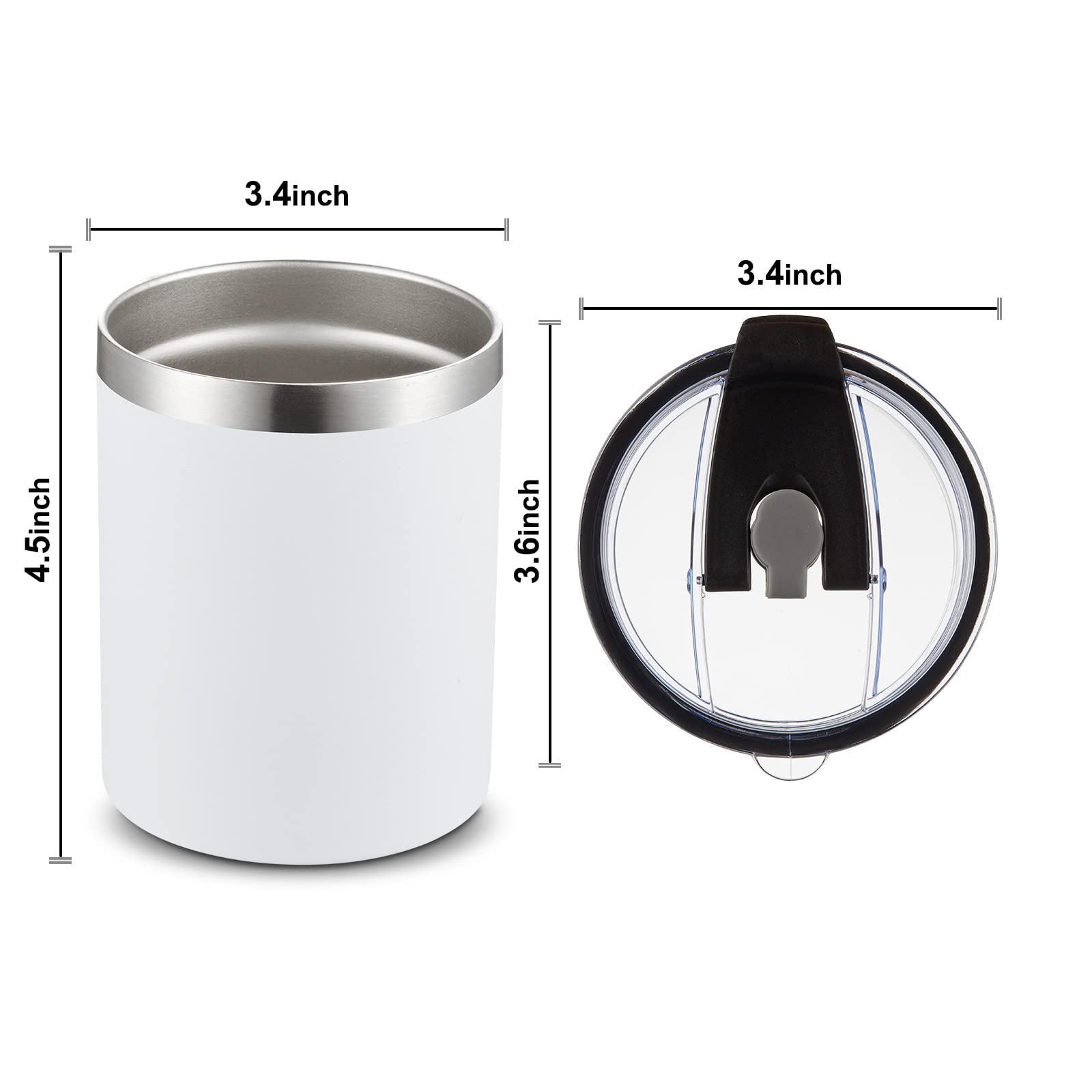 MEWAY 12oz/8 Pack Coffee Mug With Lid, Insulated Stainless Steel Reusable Coffee Cup, Double Wall Durable Coffee Mug, Powder Coate，For Coffee, Beer, Home, Office(MIX,8 Pack)