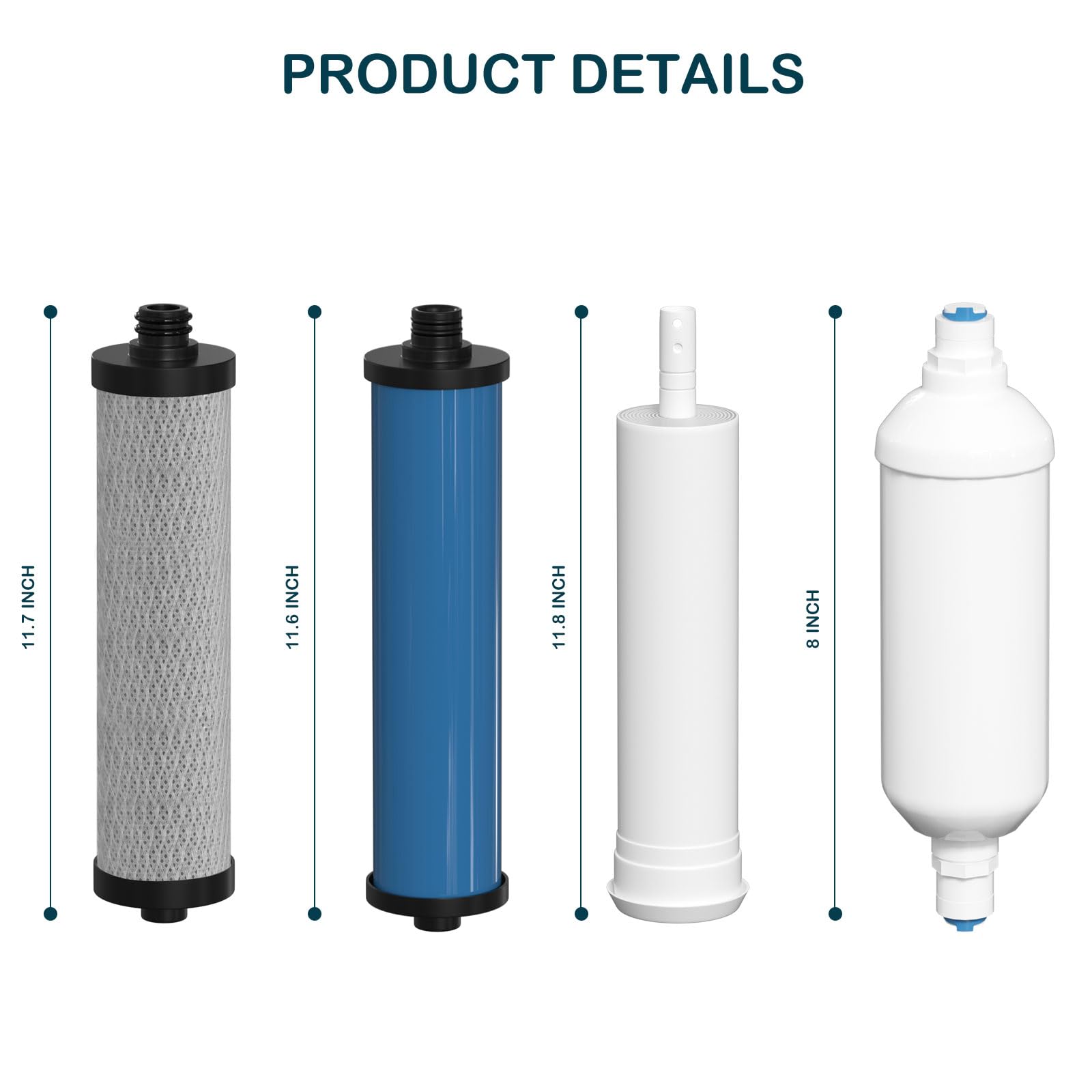 Water Replacement Filter Set with Membrane Compatible with Microline 435 Reverse Osmosis System, Fits TFC-25D, TFC-4, TFC-435 Systems