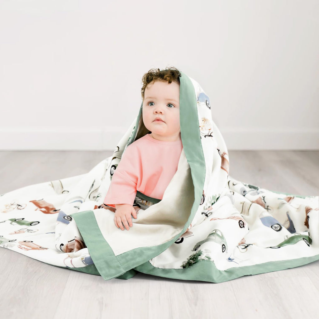 GRSSDER Cotton Muslin Quilt Blanket - Silky Soft and Breathable Baby Blanket Quilt, Oversized Muslin Blankets for Newborns, Toddlers & Kids, 6 Layers Reversible Design for All Seasons, 40" x 50"