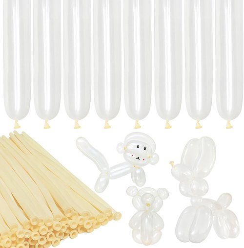 LXZFCRG Clear Long Skinny Latex Balloons - 100Pcs Twisting Balloons for Animal Sculpting & Party Decor