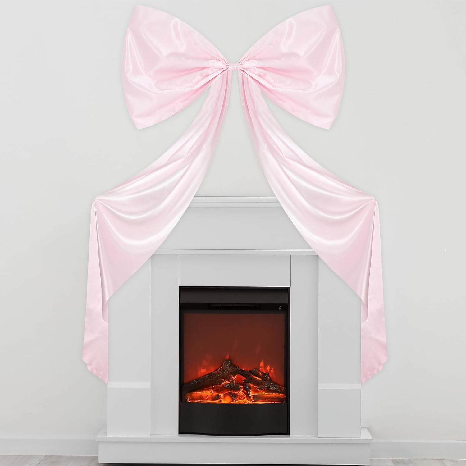 Wavwavw Giant Pink Satin Bow Decoration - 6.33 Ft Extra Large Oversized Gift Wrap for Weddings & Home Decor