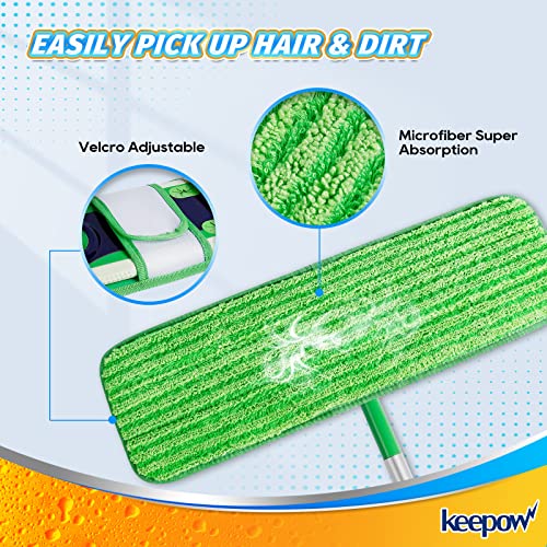 KEEPOW XL Mop Pads - Green, 2 Pack for Swiffer XL Mops