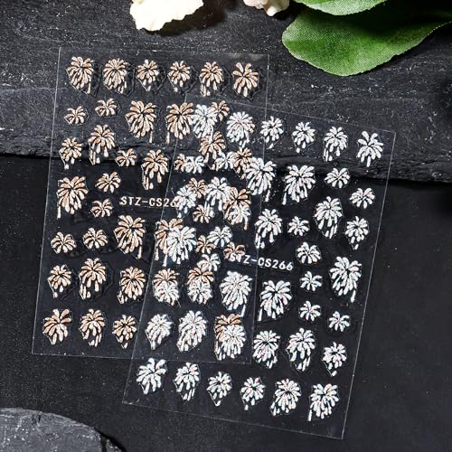 Flywindy 6 Sheets Spark Pattern Nail Art Stickers 3D Self-Adhesive Decals