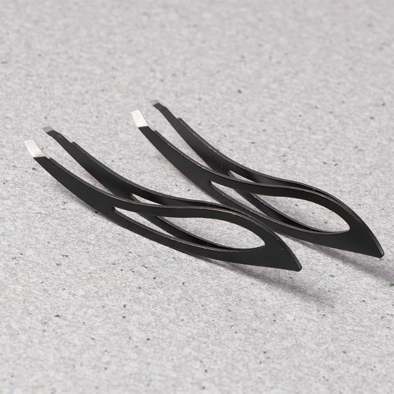 NOLITOY Stainless Steel Slant Tip Eyebrow Tweezers 2 Pack for Facial Grooming