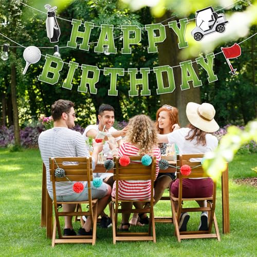 Golf Birthday Banner - Green Sports Theme Party Decoration