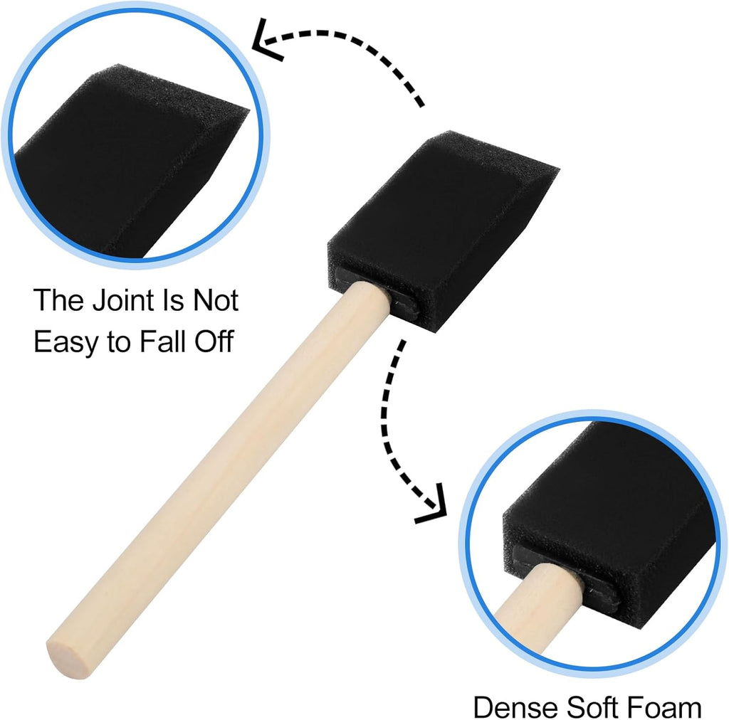 Skiennix Foam Paint Brushes - 40 Pcs 1” Wood Handle Sponge Brushes for Staining & DIY Crafts