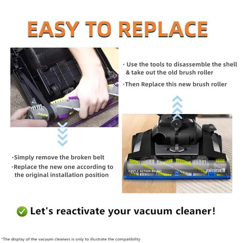 JEDELEOS Brush Roll for Bissell Model 3832 3836 3837 3839 CleanView Swivel Rewind Pet Vacuum Cleaner Series, Brush Bar Assembly Replacement