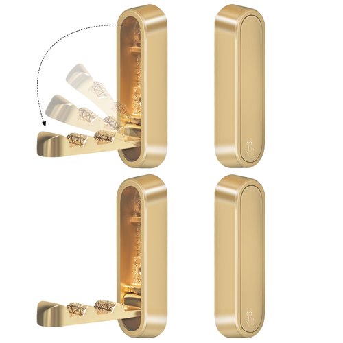 4PCS Foldable Gold Wall Hooks, Heavy Duty Zinc Alloy Folding Wall Hooks, Folding Hidden Coat Hooks Wall Mount Bathroom Foldable Towel Hooks for Hanging Clothes, Bags, Hats, Bathrobes, Keys etc (Gold)