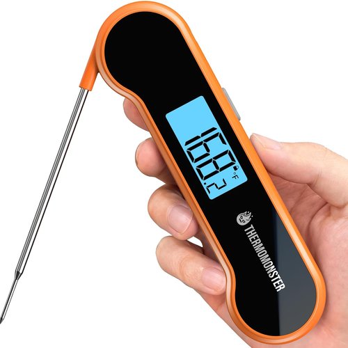 Instant Read Meat Thermometer - Skiennix Digital Kitchen Gadget with ±0.5℉ Precision | Perfect for BBQ, Oven & Candy Cooking - Orange