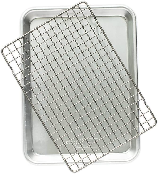 Nordic Ware Half Sheet & Quarter Sheet Set - Nonstick Baking Trays with Grid Design