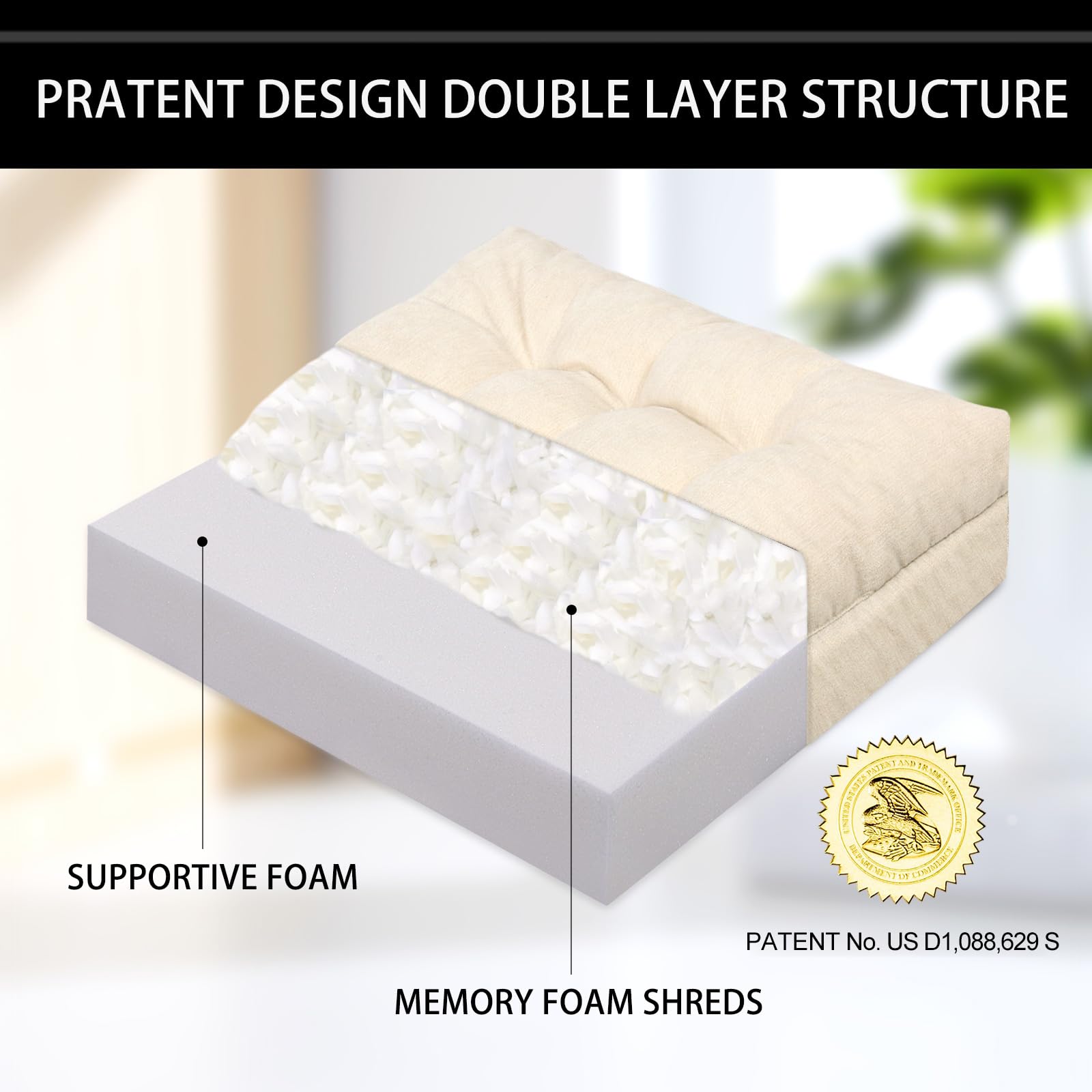 HAVARGO Recliner Cushions for Elderly, 20x20x4 Inch Thick Chair Cushion for Shorter Users Patent Design Soft Tufted Dual Layer Booster Seat Cushions for Seniors Recliner Risers Beige 1P