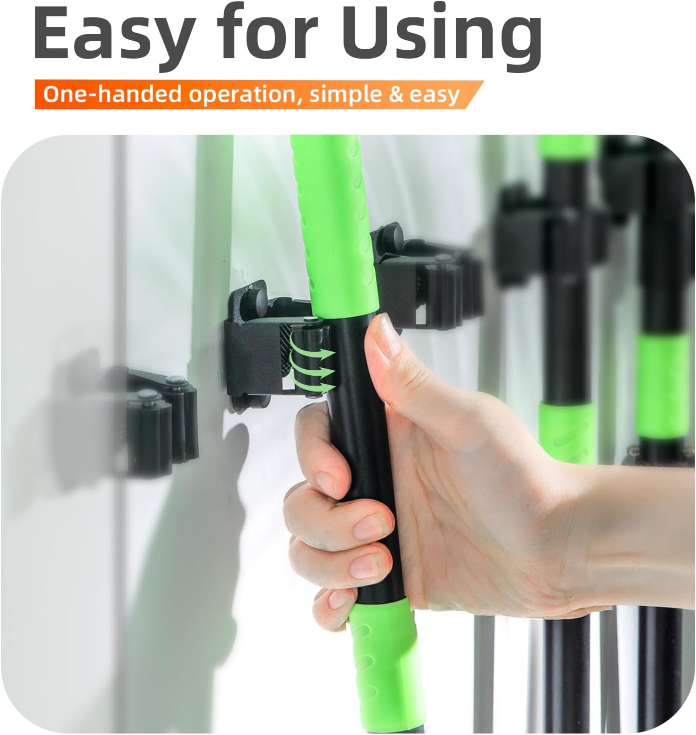 Skiennix Heavy-Duty Broom Holder Wall Mount - Stainless Steel Mop Organizer for Kitchen & Garden | 5 PCS