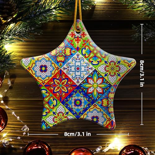 Mexican Talavera Ceramic Christmas Ornament 2025 Tree Decoration