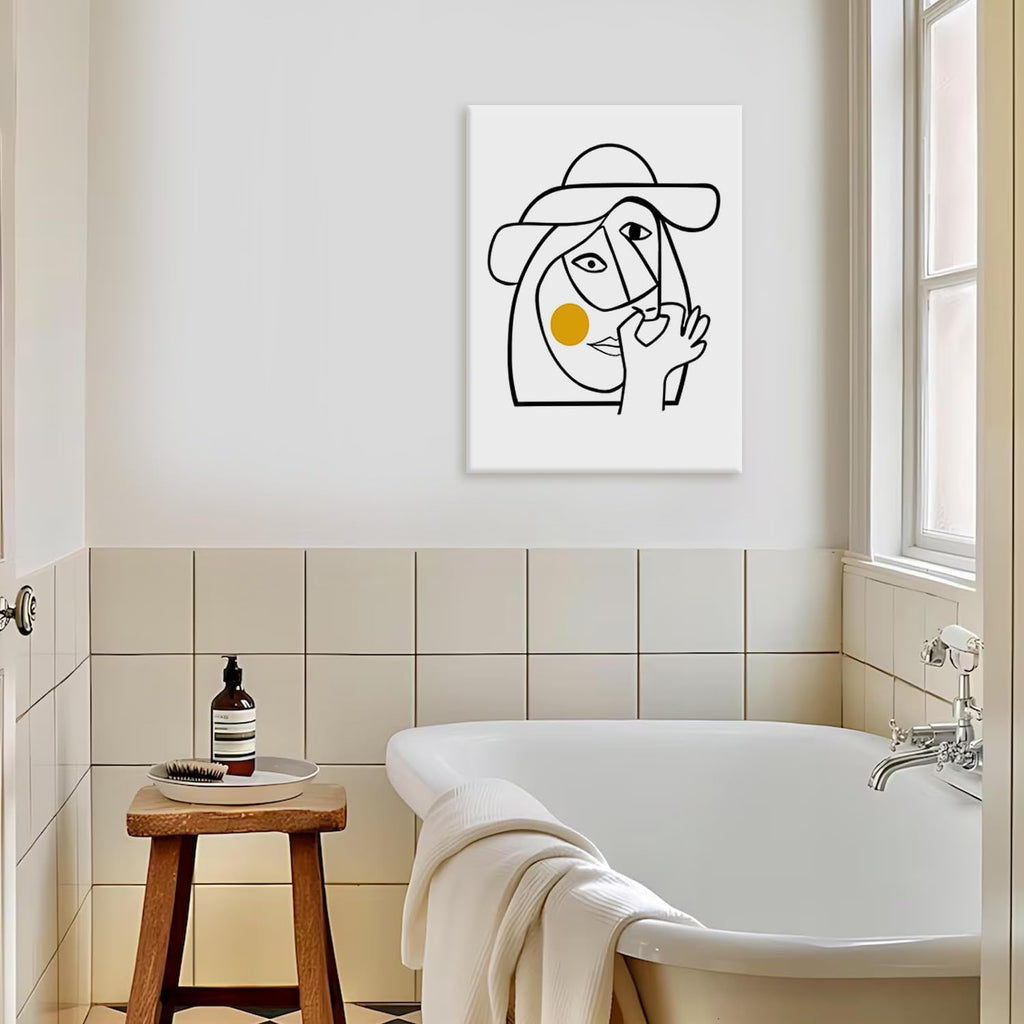 RUURUU Framed Black and White Bathroom Canvas Art - Modern Abstract Prints for Guest Toilets | 12x16 Inches