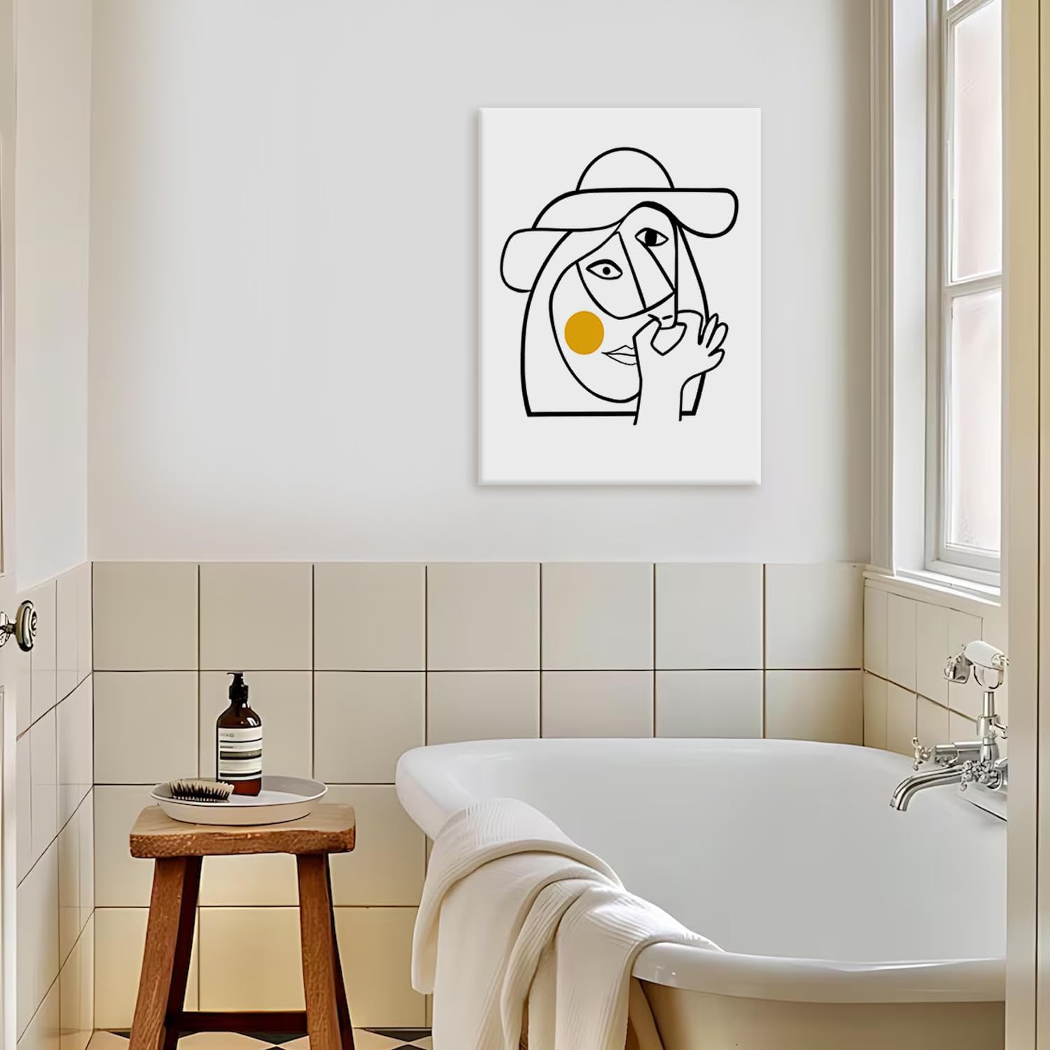 RUURUU Framed Black and White Bathroom Canvas Art - Modern Abstract Prints for Guest Toilets | 12x16 Inches