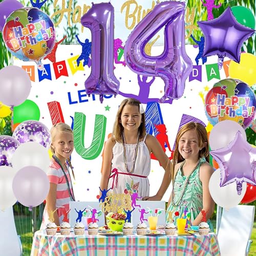 10th Birthday Party Decorations - 18 Pcs Purple Foil & Latex Balloons