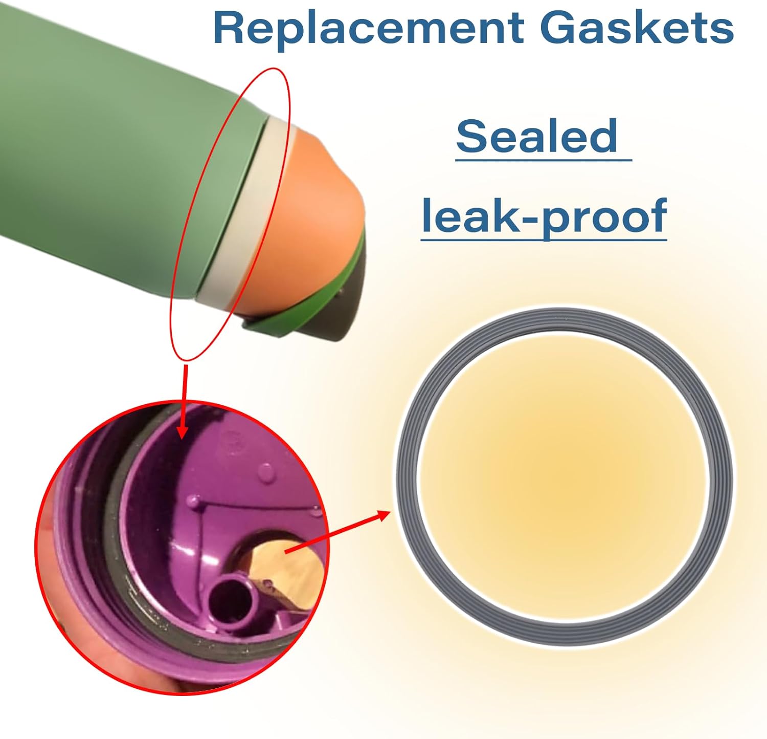 Owala | Water Bottle Gasket Replacement - 6 Silicone Lid Seals for 19/24/32/40oz Cups | Gray