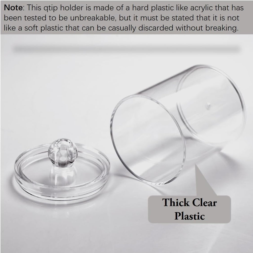 WEISHI Qtip Holder Dispenser - 6 Pack Clear Plastic Apothecary Jars for Bathroom Storage & Organization