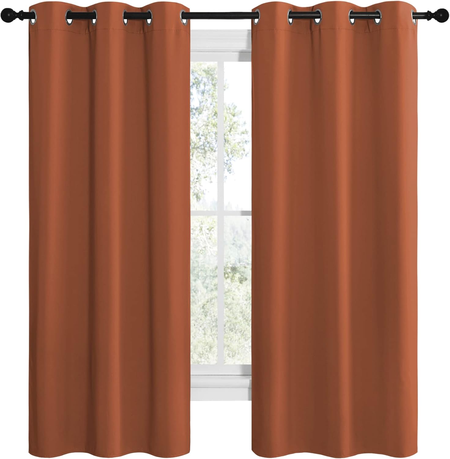 NICETOWN Blackout Curtains - Thermal Insulated Drapes for Privacy | Burnt Orange, 42 x 68 Inches, 1 Pair