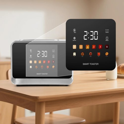 Toaster Touch Screen Toaster 2 Slice with LCD Display Stainless Steel Digital Timer Toasters 6 Bread Types& 6 Shade Settings Smart Extra Wide Slots Tostadora With Bagel Cancel,Defrost Functions