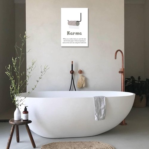 Jumong Bathroom Decor - Wall Art with Toilet Rules | Framed Canvas Sign (12x18 Inches)