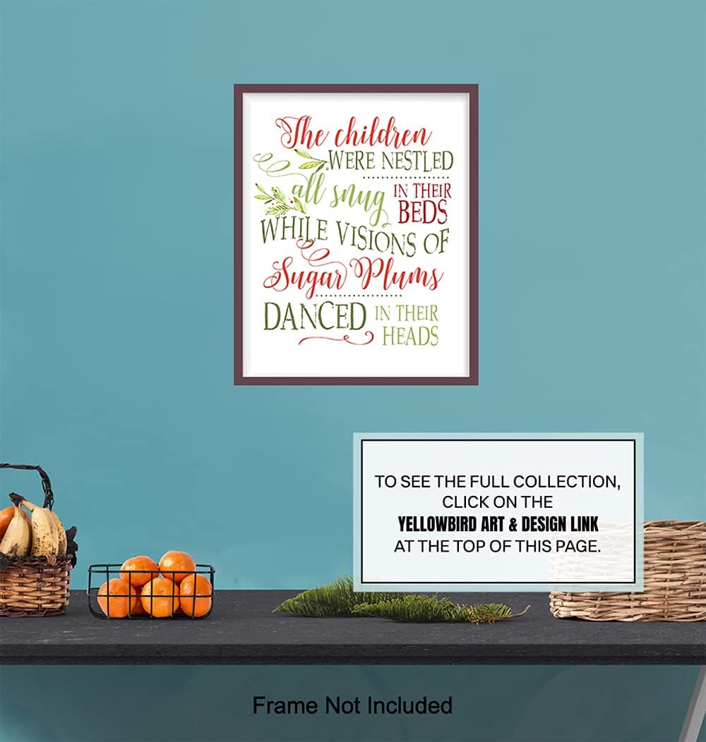 Regine Switzerland Twas The Night Before Christmas Wall Art - Cute Santa Claus Holiday Decor - Festive Home Decoration