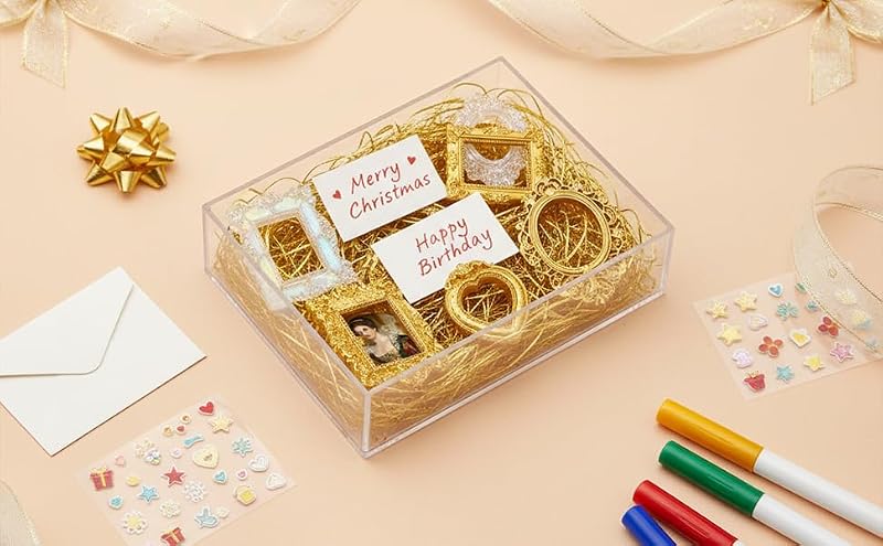 20 Mini Vintage Picture Frames Set - Antique Gold & Holographic Resin