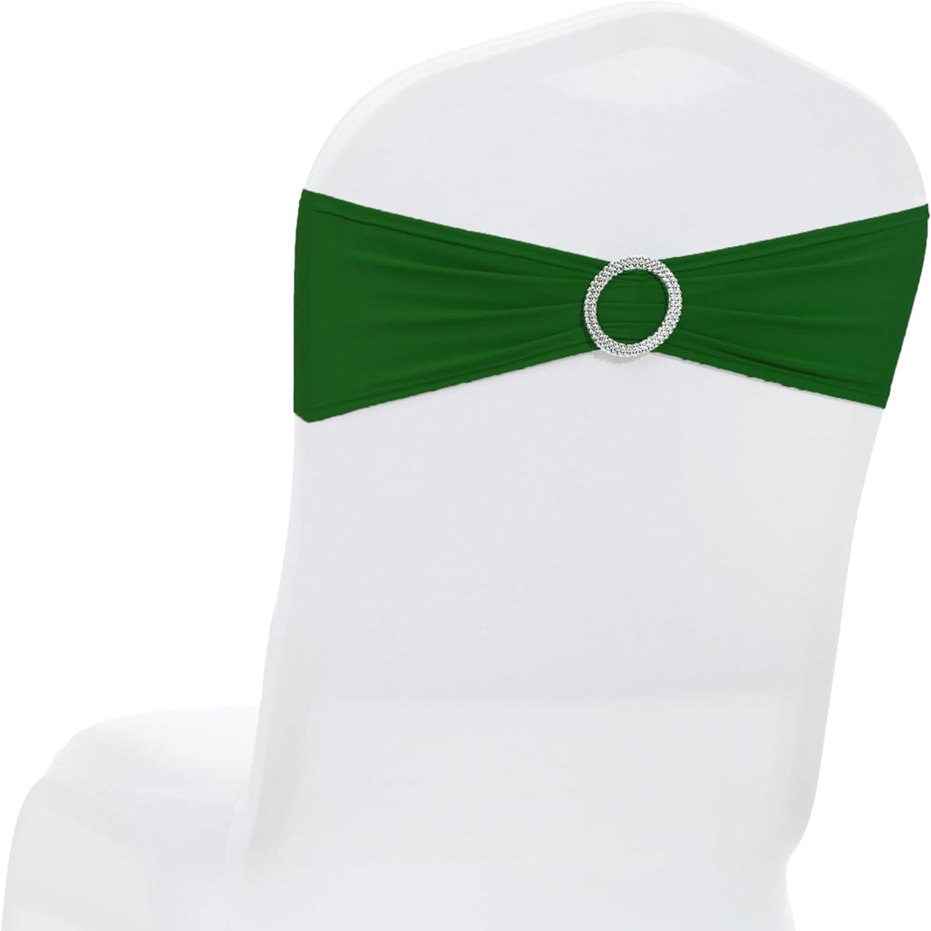 MDS Spandex Chair Sashes - Universal Fit Elastic Stretch Bands with Buckle Slider Bow | 250 Pack - Green