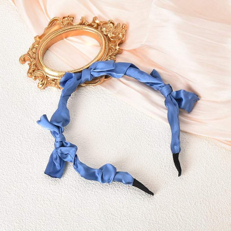 Kilener Blue Satin Bow Headband for Women and Girls Hair Accessories