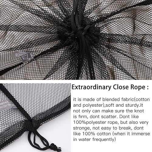 Kimmama Heavy Duty Large Mesh Laundry Bag - 24x36" Black Drawstring Pouch