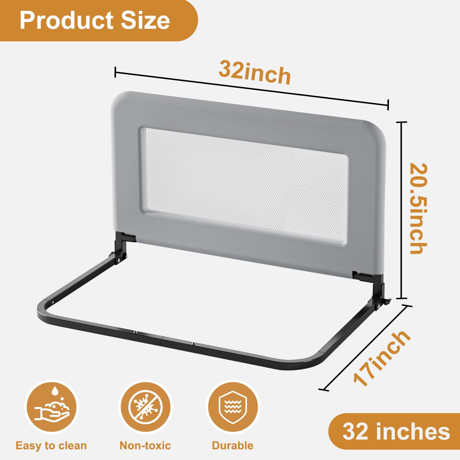 strentiki Toddler Bed Guard Rail for Baby - Sturdy Metal Safety Rail for Twin, Crib, Queen, Bunk, Full Side Beds - Kids Guardrail Protector
