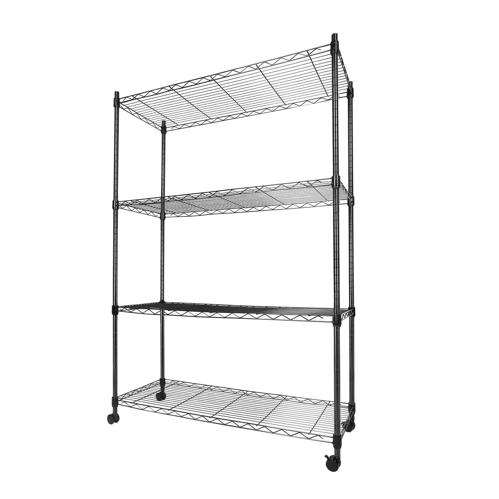 Whitmor 4 Tier Storage Shelving, Heavy Duty with Wheels, Adjustable Steel Organizer Wire Rack, 400 lbs Capacity per Shelf, Max 1600 lbs Total for Garage, Kitchen, Plant, 36" L x 14" W x 54" H, Black