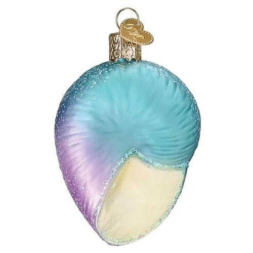 Old World Christmas Fanciful Spiral Shell Glass Blown Ornament for Christmas Tree, Handcrafted Holiday Decoration, Seashell Collection