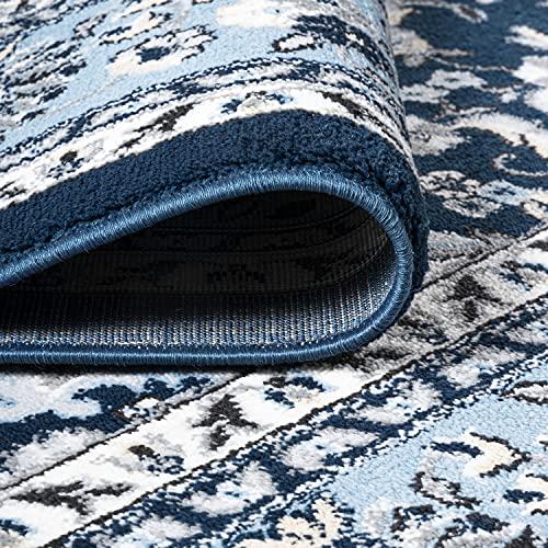 JONATHAN Y Palmette Modern Floral Navy/Blue Runner Rug, 2x10, Vintage, Bohemian, Easy-Cleaning for Living Room, Bedroom, Kitchen, Pet Friendly, Non-Shedding (MDP503D-210)