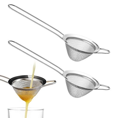 2-Pack Stainless Steel Fine Mesh Cocktail Strainer – Filters Out Drink Sediment for Cocktails, Ideal for Home Bartenders & Kitchen: Removes Tea/Coffee Particles