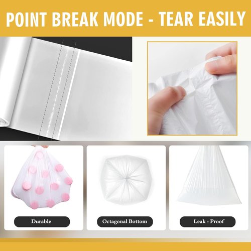 105 Count Small Trash Bags - 4 Gallon Unscented Garbage Can Liners for Bathroom & Kitchen