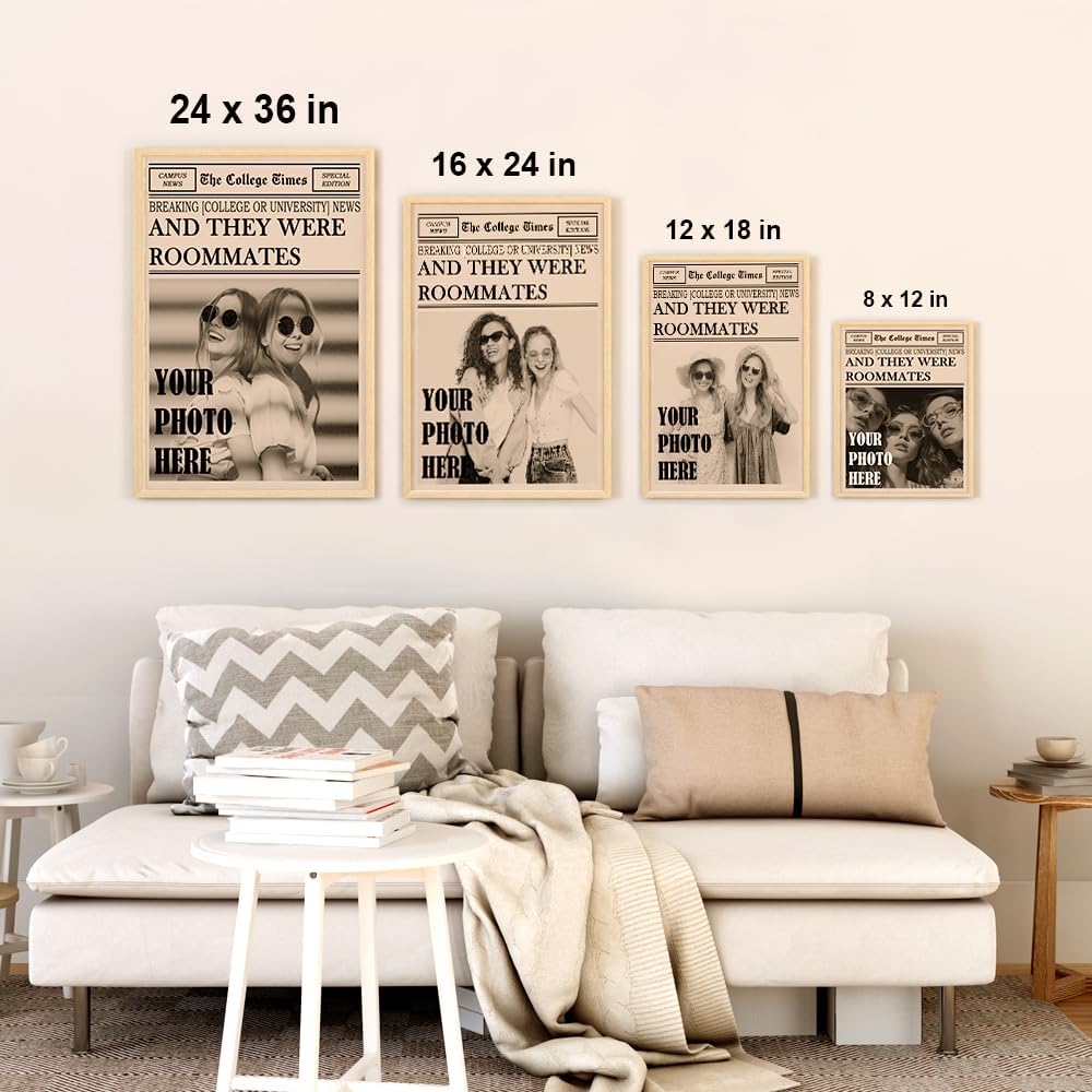 Skiennix Personalized Dorm Posters - Trendy Black & White Wall Art for College Girls | Roommate Decor