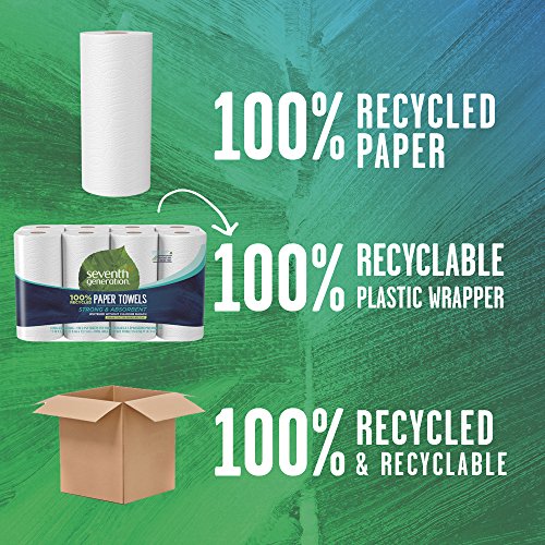 Seventh Generation 100% Recycled Paper Towels, 2-Ply, 8 Count (Pack of 4)