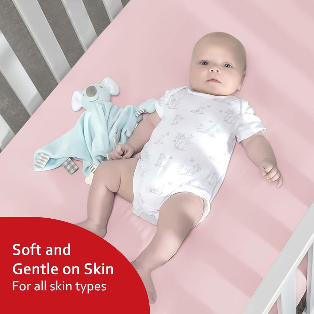 Skiennix Fitted Crib Sheets - Soft & Breathable 4-Pack for Standard Crib & Toddler Mattresses | Pink