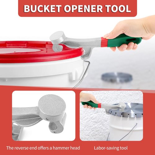 Bucket Opener Tool 5 Gallon Bucket Opener Aluminum Pail Opener, Paint Bucket Lid Opener Wrench Metal Can Opener Lid Pail Remover Tool for Home Industrial(Green)