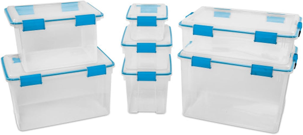 Sterilite 6-Pack Gasket Box - Weather-Resistant Storage Bins with Latching Lids | 12 Quart Heavy-Duty Organizers for Home & Office