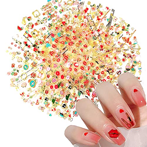 30 Sheets Valentine's Day Nail Stickers 3D Gold Heart Flower Decals