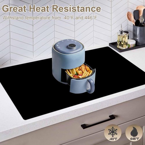 84''x24'' Large Silicone Mat for Kitchen Counter, Non-Slip Heat Resistant Countertop Protector, Waterproof Multipurpose Mat for Kitchen Island, Semitransparent