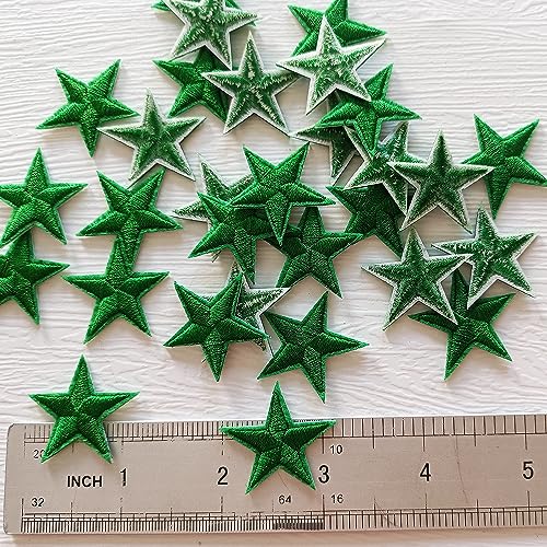 30 Green Star Iron-On Patches for Clothing & Accessories