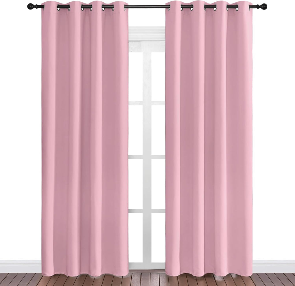NICETOWN Crystal Pink Blackout Curtains - Thermal Insulated Grommet Drapes for Living Room | 55 x 86 Inches (1 Pair)