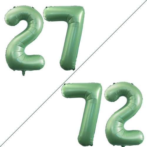 GOER Jumbo 27th Birthday Balloons - 42 Inch Sage Green Foil Helium Decorations for Parties